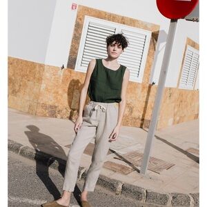 NotPerfectLinen ATHENS drawstring beige linen pants size S/ M